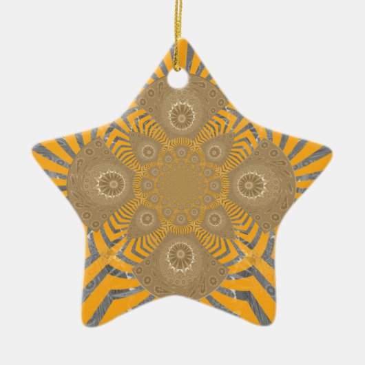 Gilded Zephyr: Eleganz in Golden Yellow & Chrome Keramikornament (Vorne)