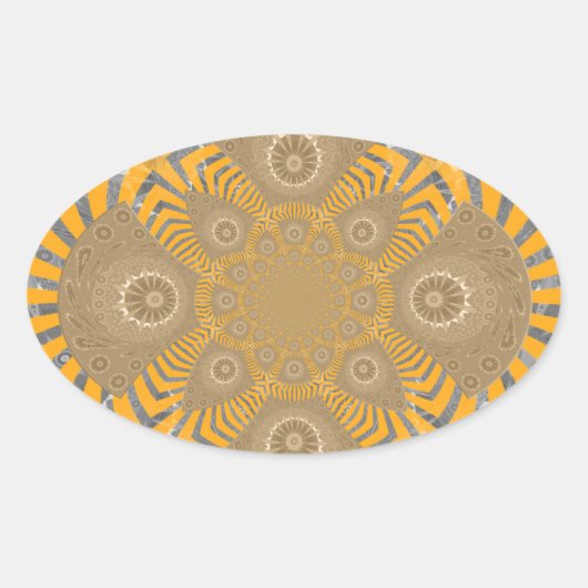 Gilded Zephyr: Eleganz in Golden Yellow & Chrome Ovaler Aufkleber (Vorderseite)