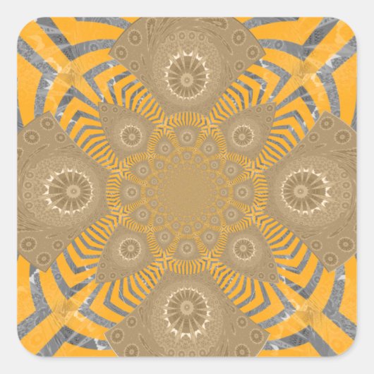 Gilded Zephyr: Eleganz in Golden Yellow & Chrome Quadratischer Aufkleber (Vorderseite)