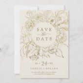 Gildenblumencreme & Gold-Save the Date-Karte Save The Date (Vorderseite)