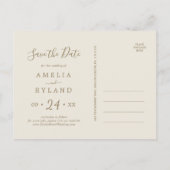 Gildenflorale Creme & Gold Save the Date Postkarte (Rückseite)