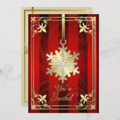 Gildenglamouröse Rote Weihnachtskarte Einladung (Vorne/Hinten)