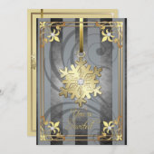 Gildenglamouröse Schneeflocke Silver Holiday Card Einladung (Vorne/Hinten)