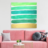 Gildengrüne Streifen Canvas Print Leinwanddruck (Insitu (Wohnzimmer))