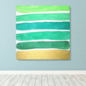 Gildengrüne Streifen Canvas Print Leinwanddruck (Insitu (Holzboden))