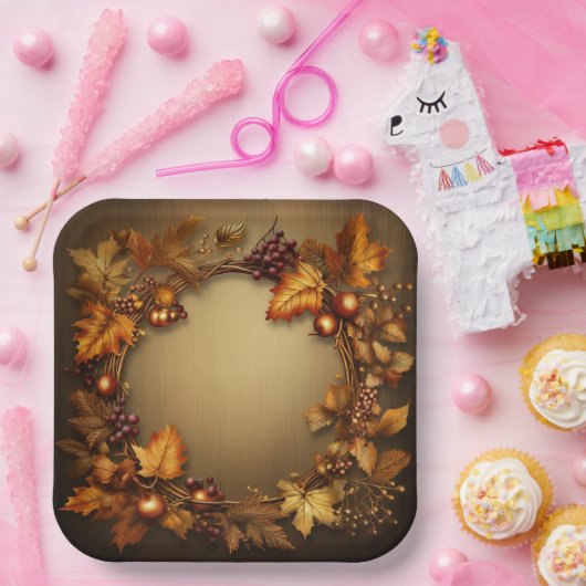 Gildete Schätze des Herbstes: Ernte des Todes Pappteller (Party)