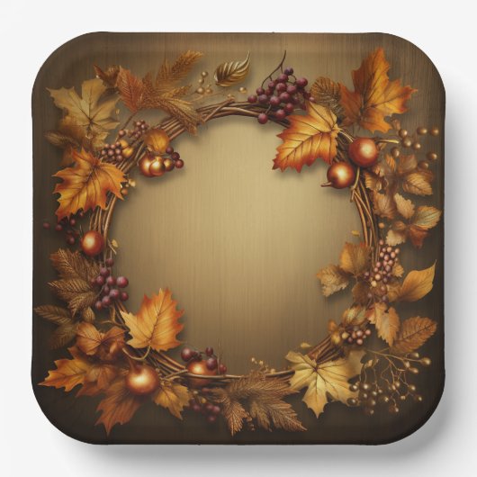 Gildete Schätze des Herbstes: Ernte des Todes Pappteller (Vorderseite)