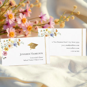Gildete Wildblume Bouquet Abschluss Name Card Telefonnummerkarte