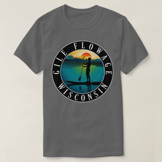 Gile Flowage Wisconsin Paddleboarding T-Shirt (Design vorne)