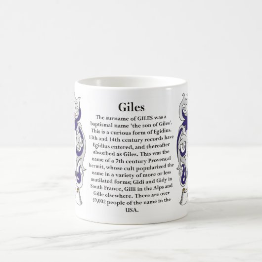 Giles Familien-Wappen Tasse (Mittel)