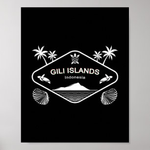 Gili-Inseln Indonesien Meeresschildkröten Palmen U Poster