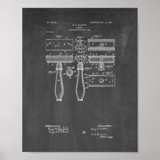 Gillette Razor Patent - Chalkboard Poster (Vorne)