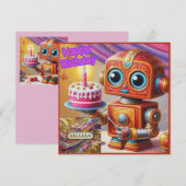 GILLIAN ~ Geburtstagskarte ~ Roboter mit Kuchen ~ (Vorne/Hinten)