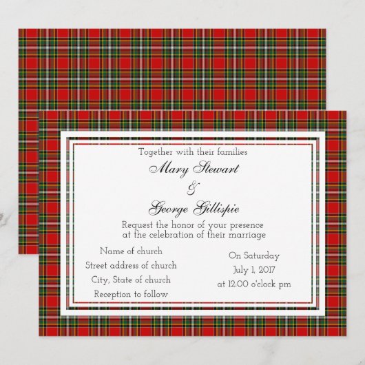 Gillispie Scottish Wedding Einladung (Vorne/Hinten)