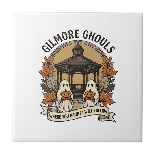 Gilmore Ghouls Vintage Halloween Geist Fliese (Vorderseite)