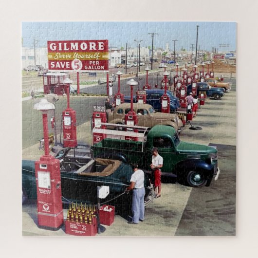 Gilmore's Gas A Teria Los Angeles 1948 Puzzle (Vertikal)