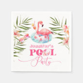 Gilr Pool Geburtstagsparty rosa Flamingo Serviette (Vorderseite)