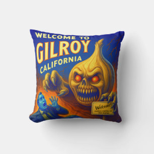 GILROY, KALIFORNIEN 16" X 16" GARLIK DURCH PILLOW. KISSEN
