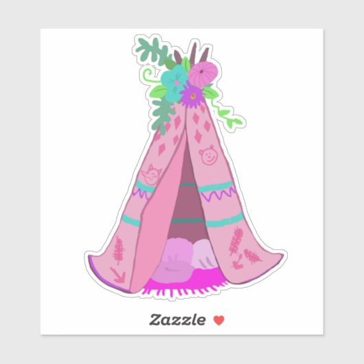 Gilry Pink Tent Tribal Teepee Aufkleber (Blatt)