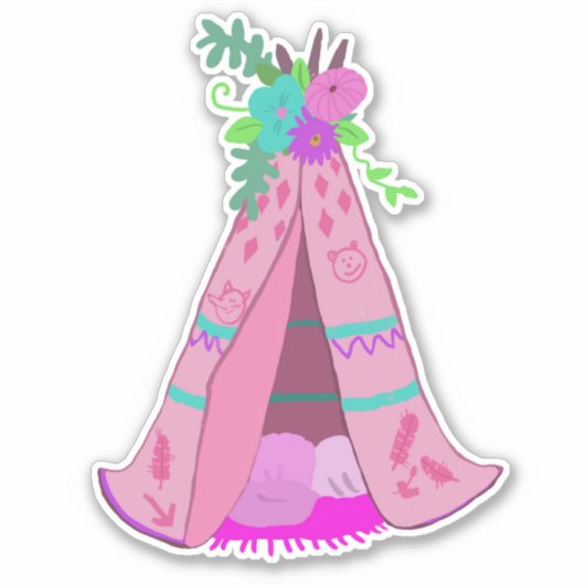 Gilry Pink Tent Tribal Teepee Aufkleber (Vorderseite)
