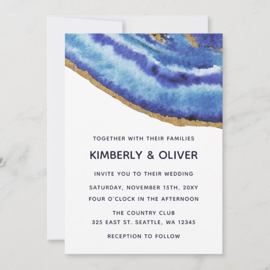 Gilt Agate Wedding Einladungen (Vorderseite)