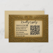 Gilt in Gold QR Code Wedding RSVP Card (Vorne/Hinten)