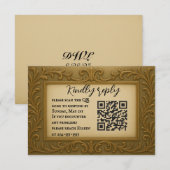 Gilt in Gold QR Code Wedding RSVP Card Karte (Vorne/Hinten)