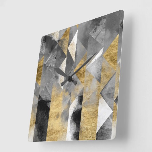 Gilt Reflections I Quadratische Wanduhr (Winkel)