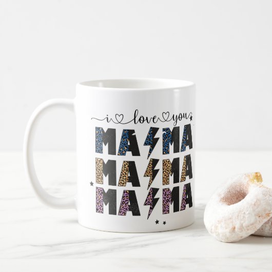 Giltter Mama Pattern Happy Mütter Day Mama Kaffeetasse (Mit Donut)