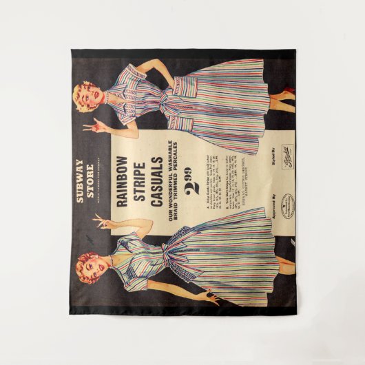 Gimbels Untergrundbahn-Speicherkleiderverkauf 1953 Wandteppich (Vorderseite)