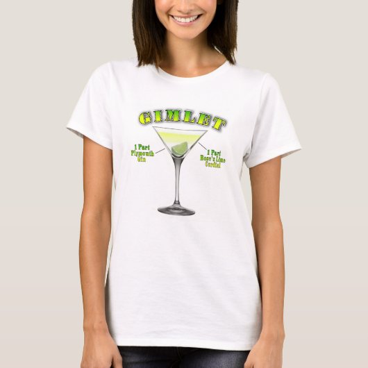 Gimlet Martini Cocktail Recipe Art T-Shirt (Vorderseite)