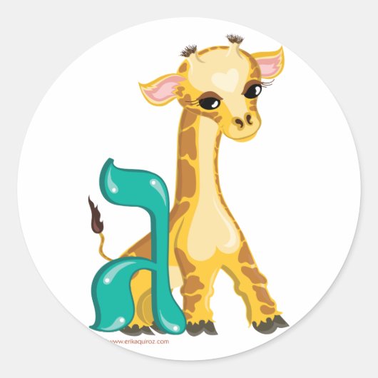 Gimmel Hebrew Aleph Bet (Alphabet) Giraffe Sticker (Vorderseite)