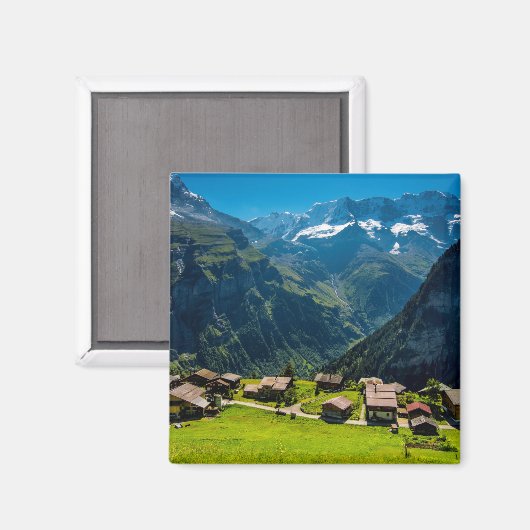 Gimmelwald in den Schweizer Alpen - Schweiz Magnet (Vorderseite/Rückseite)
