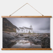 Gimsoy Church Lofoten Norwegen Wandteppich Mit Holzrahmen (Vorne)