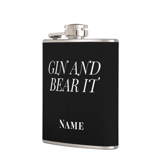 Gin and Bear It – Personalised Funny Gin Flachmann (Links)