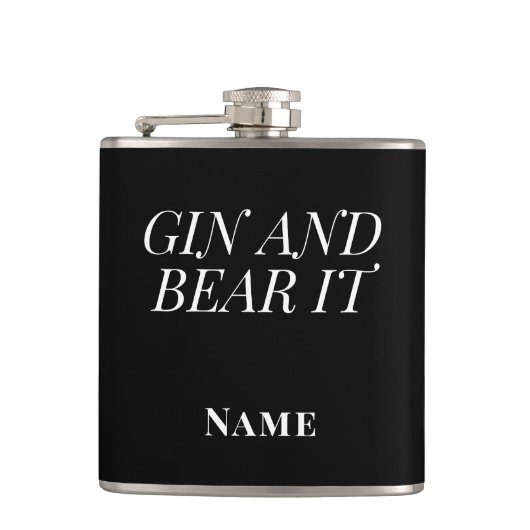 Gin and Bear It – Personalised Funny Gin Flachmann (Vorderseite)