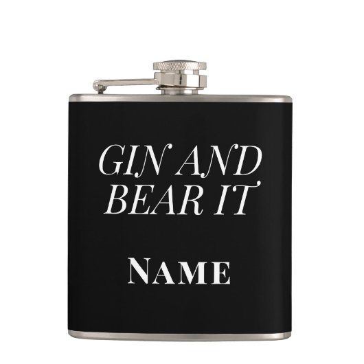 Gin and Bear It – Personalised Funny Gin Flachmann (Vorderseite)