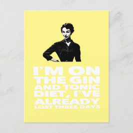 Gin and Tonic Diet Vintag Lady Postcard Postkarte