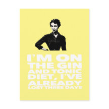 Gin and Tonic Diet Vintag Lady Postcard
