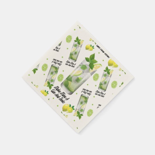 Gin and Tonic, Standard Cocktailpapier Napkins Serviette (Ecke)