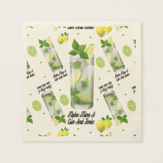 Gin and Tonic, Standard Cocktailpapier Napkins Serviette