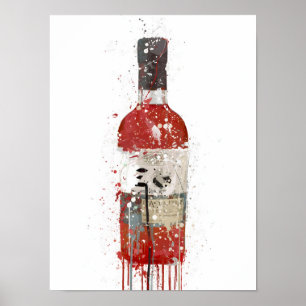 Gin Bottle Wall Art Print "Berry" Poster