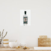 Gin Bottle Wall Art Print 'Deep Pine' Poster (Küche)