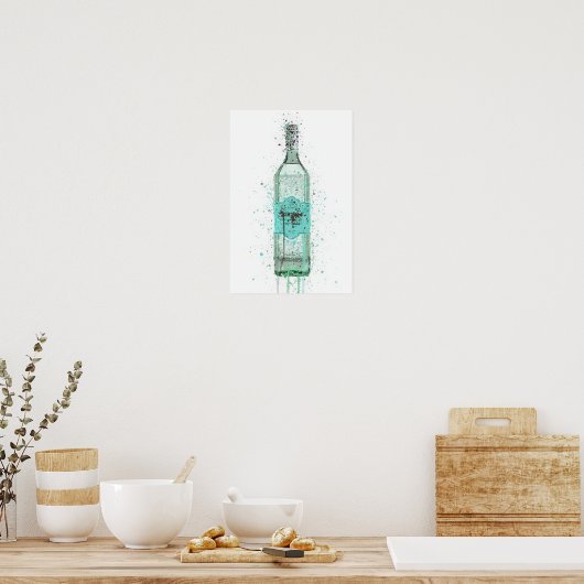 Gin Bottle Wall Art Print 'Enck Egg Blue' Poster (Küche)