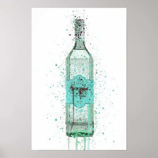 Gin Bottle Wall Art Print 'Enck Egg Blue' Poster (Vorne)