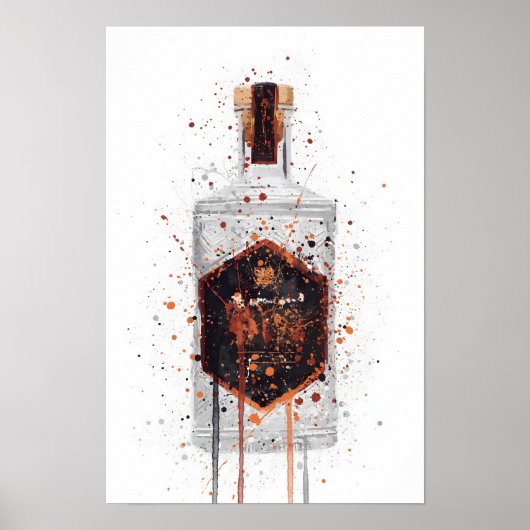 Gin Bottle Wall Art Print 'Honeycomb' Poster (Vorne)