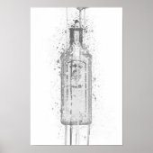 Gin Bottle Wall Art Print 'Ocean Blue' Grey Poster (Vorne)