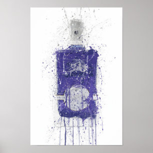 Gin Bottle Wall Art Print 'Periwinkle Poster