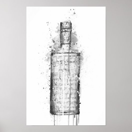 Gin Bottle Wall Art Print 'Steel Grey' Grey Poster (Vorne)