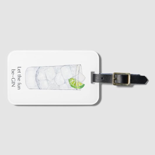 Gin Cocktail Gepäckmarke Gepäckanhänger (Vorderseite (Horizontal))